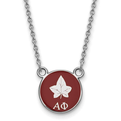 Image of 18" Sterling Silver Alpha Phi X-Small Enamel Pendant Necklace by LogoArt SS042APH-18