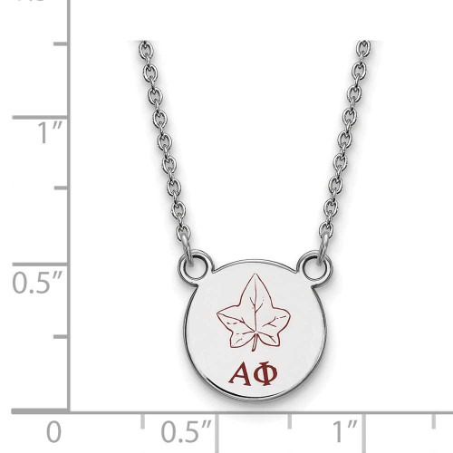 Image of 18" Sterling Silver Alpha Phi X-Small Enamel Pendant Necklace by LogoArt SS044APH-18