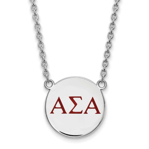 Image of 18" Sterling Silver Alpha Sigma Alpha Small Pendant Necklace by LogoArt SS028ASI-18