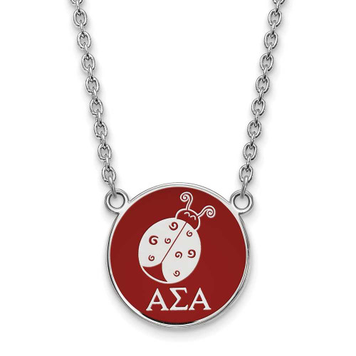 Image of 18" Sterling Silver Alpha Sigma Alpha Small Pendant Necklace by LogoArt SS043ASI-18