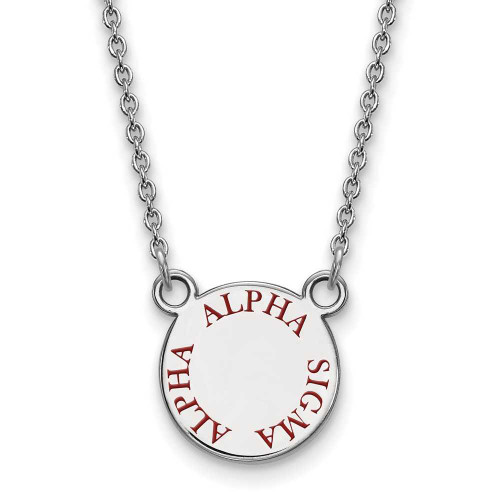 Image of 18" Sterling Silver Alpha Sigma Alpha X-Small Pendant Necklace LogoArt SS014ASI-18