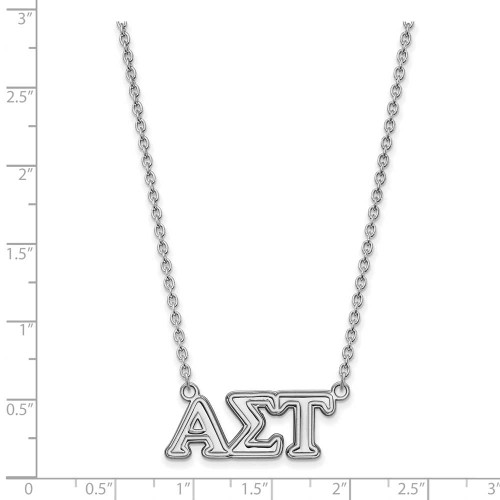 Image of 18" Sterling Silver Alpha Sigma Tau Medium Pendant w/ Necklace by LogoArt