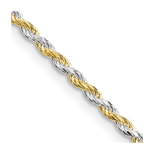 Image of 18" Sterling Silver And Vermeil 1.85mm Diamond-cut Rope Chain Necklace
