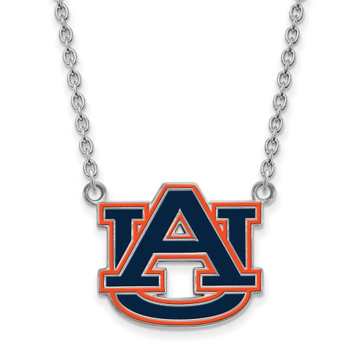 Image of 18" Sterling Silver Auburn University Large Enamel Pendant w/ Necklace by LogoArt