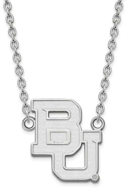 Image of 18" Sterling Silver Baylor University Large Pendant w/ Necklace LogoArt (SS014BU-18)