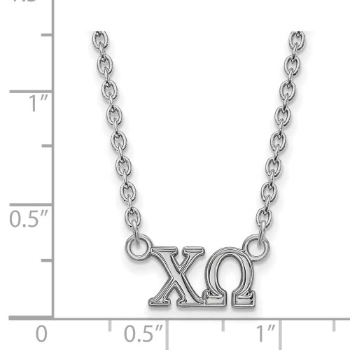 Image of 18" Sterling Silver Chi Omega Medium Pendant w/ Necklace by LogoArt