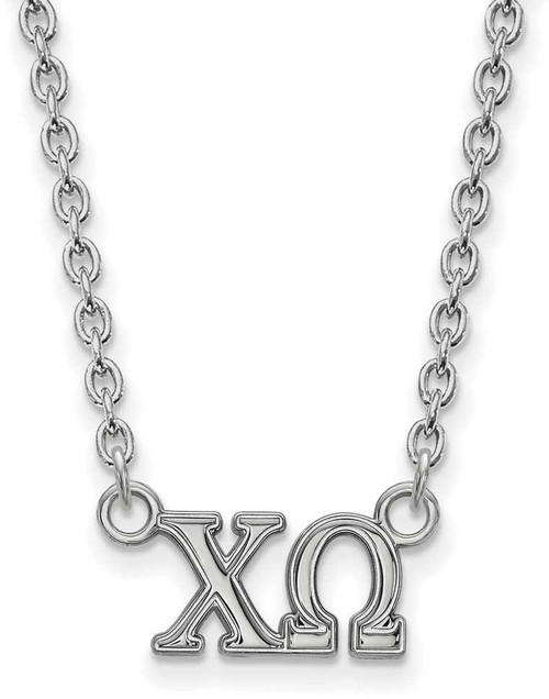 Image of 18" Sterling Silver Chi Omega Medium Pendant w/ Necklace by LogoArt