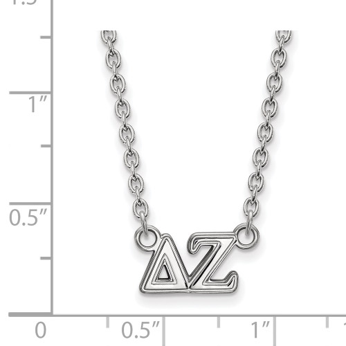 18" Sterling Silver Delta Zeta Medium Pendant w/ Necklace by LogoArt