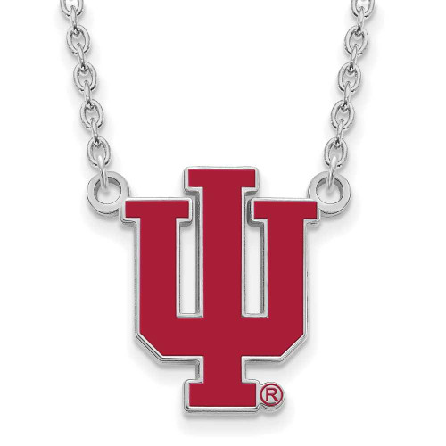 Image of 18" Sterling Silver Indiana University Large Enamel Pendant w/ Necklace by LogoArt