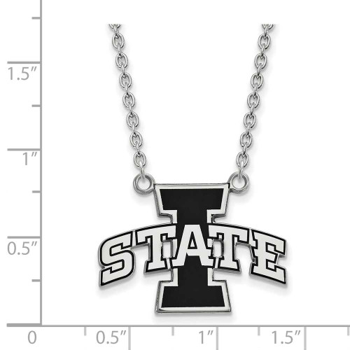 Image of 18" Sterling Silver Iowa State University Large Enamel Pendant Necklace by LogoArt