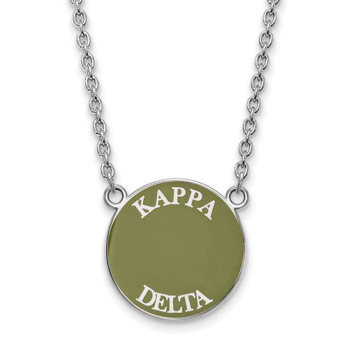 Image of 18" Sterling Silver Kappa Delta Small Enamel Pendant Necklace by LogoArt SS013KD-18
