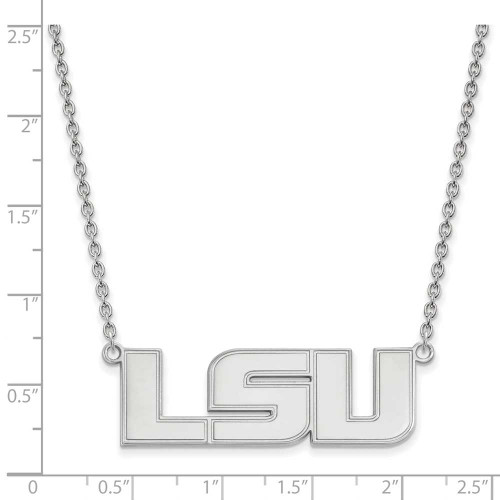 Image of 18" Sterling Silver Louisiana State University Lg Pendant Necklace LogoArt SS010LSU