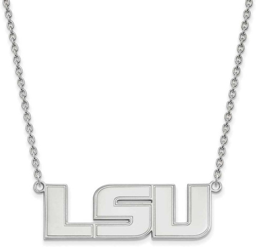Image of 18" Sterling Silver Louisiana State University Lg Pendant Necklace LogoArt SS010LSU