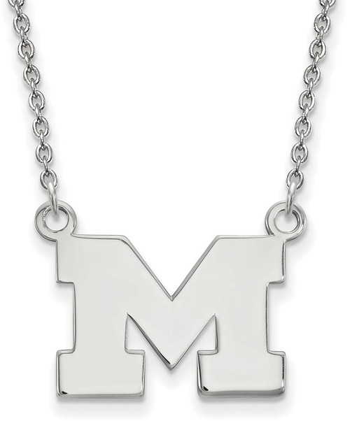 18" Sterling Silver Michigan (University Of) Small Pendant w/ Necklace by LogoArt