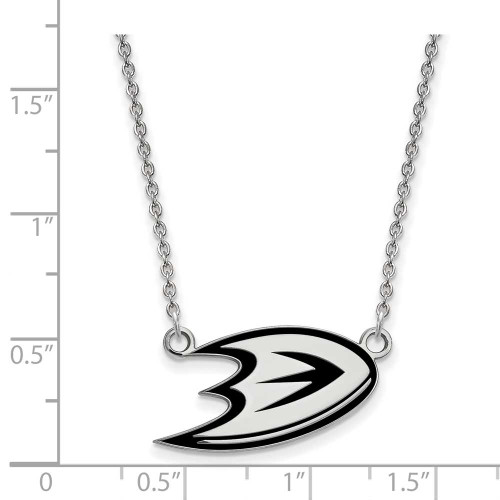 Image of 18" Sterling Silver NHL Anaheim Ducks Small Enamel Pendant w/ Necklace by LogoArt