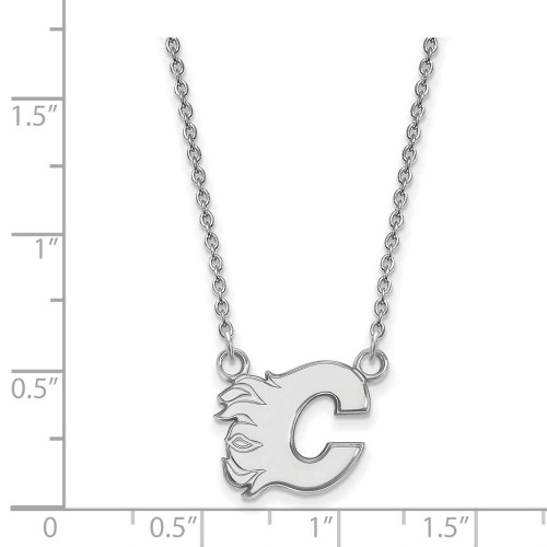 Image of 18" Sterling Silver NHL Calgary Flames Small Pendant w/ Necklace by LogoArt