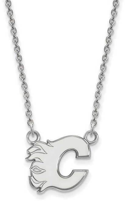 Image of 18" Sterling Silver NHL Calgary Flames Small Pendant w/ Necklace by LogoArt