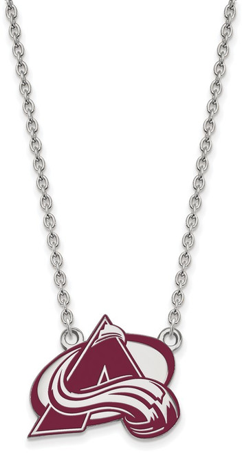 18" Sterling Silver NHL Colorado Avalanche Large Enamel Pendant Necklace by LogoArt