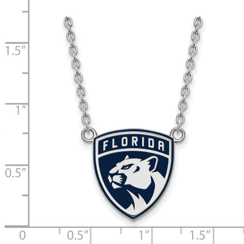 Image of 18" Sterling Silver NHL Florida Panthers Large Enamel Pendant w/ Necklace by LogoArt