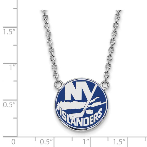 Image of 18" Sterling Silver NHL New York Islanders Large Enamel Pendant Necklace by LogoArt