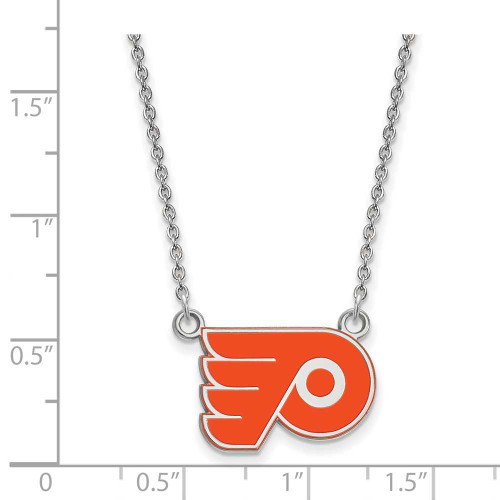Image of 18" Sterling Silver NHL Philadelphia Flyers Small Enamel Pendant Necklace by LogoArt