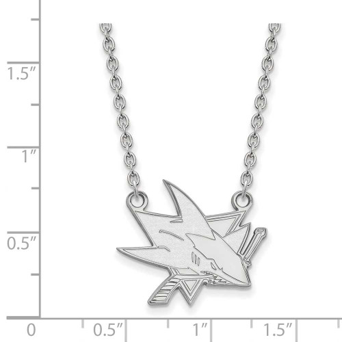 Image of 18" Sterling Silver NHL San Jose Sharks Large Pendant w/ Necklace by LogoArt