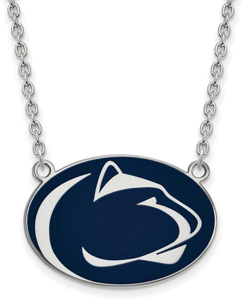 Image of 18" Sterling Silver Penn State University Large Enamel Pendant Necklace by LogoArt