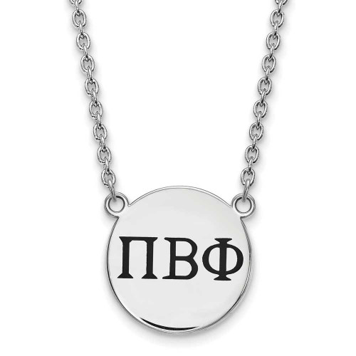 Image of 18" Sterling Silver Pi Beta Phi Small Enamel Pendant Necklace by LogoArt SS017PBP-18