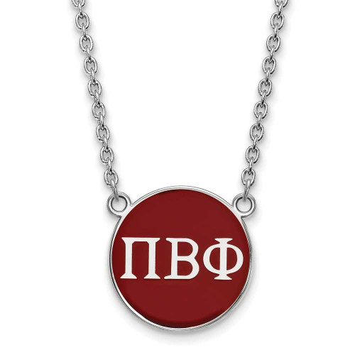 Image of 18" Sterling Silver Pi Beta Phi Small Enamel Pendant Necklace by LogoArt SS030PBP-18
