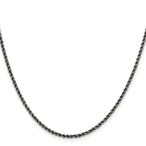 Image of 18" Sterling Silver Ruthenium-plated 2.3mm Rope Chain Necklace