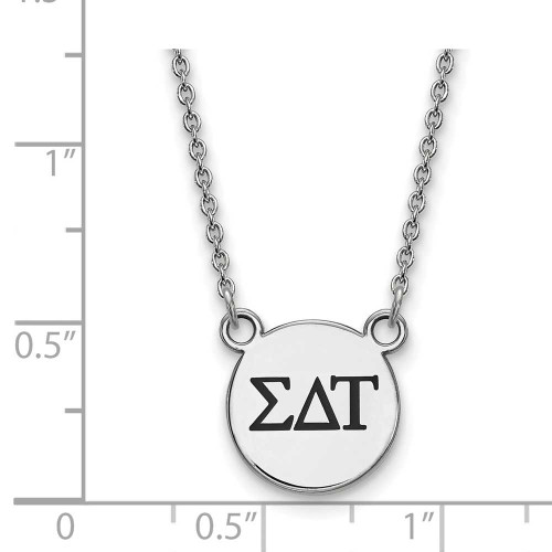 Image of 18" Sterling Silver Sigma Delta Tau X-Small Pendant Necklace by LogoArt SS016SDT-18