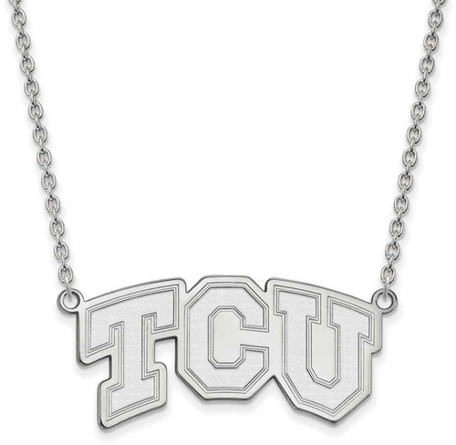 Image of 18" Sterling Silver Texas Christian University Lg Pendant Necklace LogoArt SS006TCU