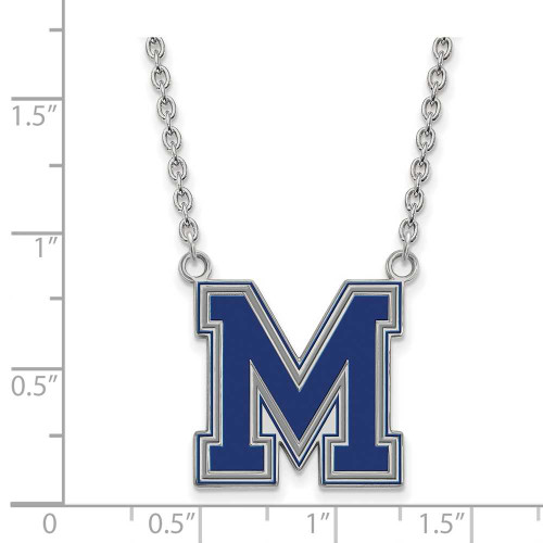 Image of 18" Sterling Silver U of Memphis Large Enamel Pendant Necklace LogoArt SS065UMP-18