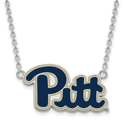 Image of 18" Sterling Silver U of Pittsburgh Large Enamel Pendant w/ Necklace by LogoArt