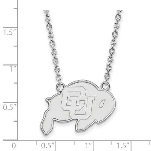 Image of 18" Sterling Silver University of Colorado Lg Pendant Necklace LogoArt SS012UCO-18