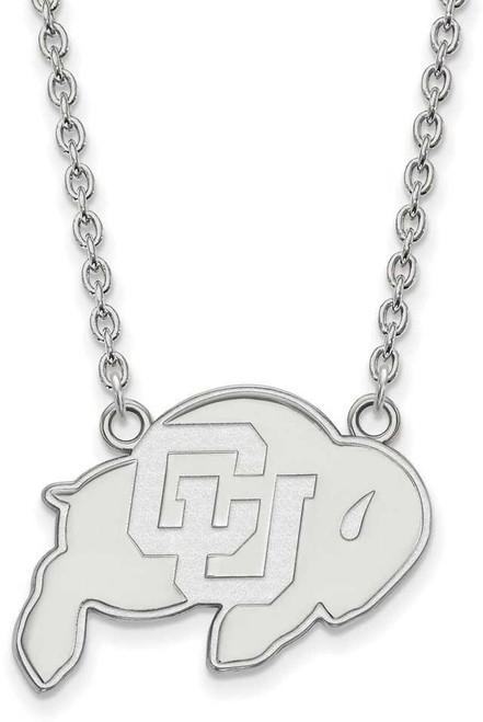Image of 18" Sterling Silver University of Colorado Lg Pendant Necklace LogoArt SS012UCO-18