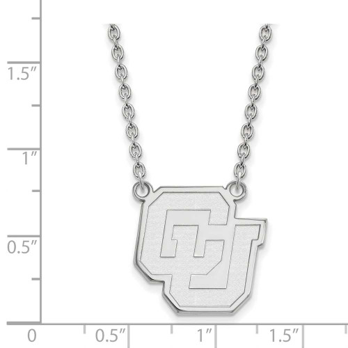 Image of 18" Sterling Silver University of Colorado Lg Pendant Necklace LogoArt SS033UCO-18