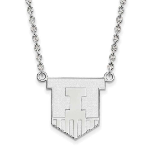 Image of 18" Sterling Silver University of Illinois Lg Pendant Necklace LogoArt SS055UIL-18