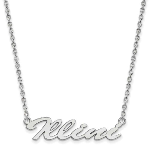 Image of 18" Sterling Silver University of Illinois Medium Pendant w/ Necklace by LogoArt