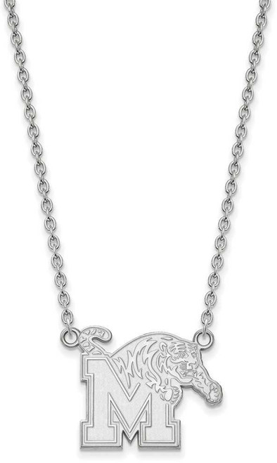 Image of 18" Sterling Silver University of Memphis Large Pendant Necklace LogoArt SS012UMP-18