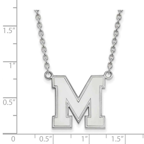 Image of 18" Sterling Silver University of Memphis Large Pendant Necklace LogoArt SS039UMP-18