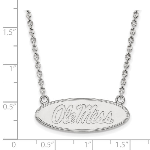 18" Sterling Silver University of Mississippi Lg Pendant Necklace LogoArt SS016UMS