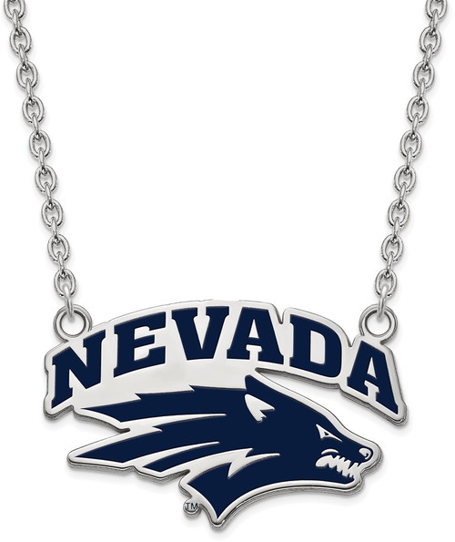 18" Sterling Silver University of Nevada Large Enamel Pendant w/ Necklace by LogoArt