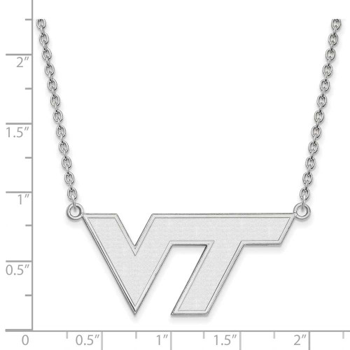 Image of 18" Sterling Silver Virginia Tech Large Pendant w/ Necklace by LogoArt (SS010VTE-18)