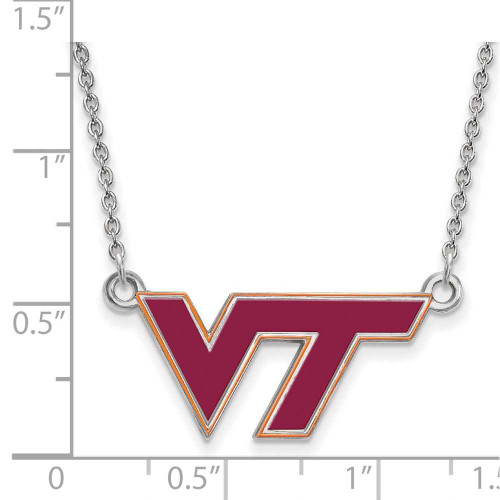 Image of 18" Sterling Silver Virginia Tech Small Enamel Pendant w/ Necklace by LogoArt