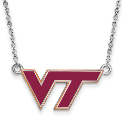 Image of 18" Sterling Silver Virginia Tech Small Enamel Pendant w/ Necklace by LogoArt