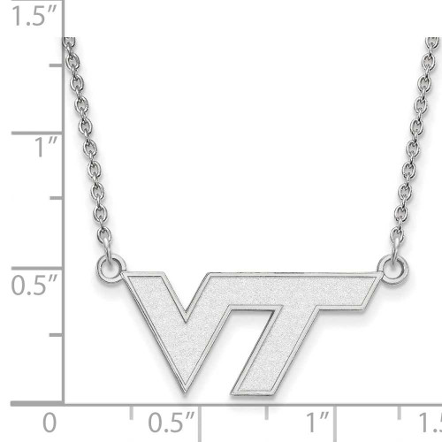 Image of 18" Sterling Silver Virginia Tech Small Pendant w/ Necklace by LogoArt (SS009VTE-18)