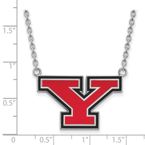 Image of 18" Sterling Silver Youngstown State U Large Enamel Pendant w/ Necklace by LogoArt