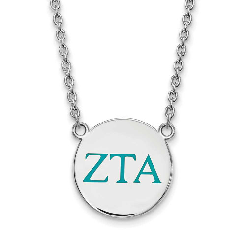 Image of 18" Sterling Silver Zeta Tau Alpha Small Enamel Pendant Necklace LogoArt SS028ZTA-18