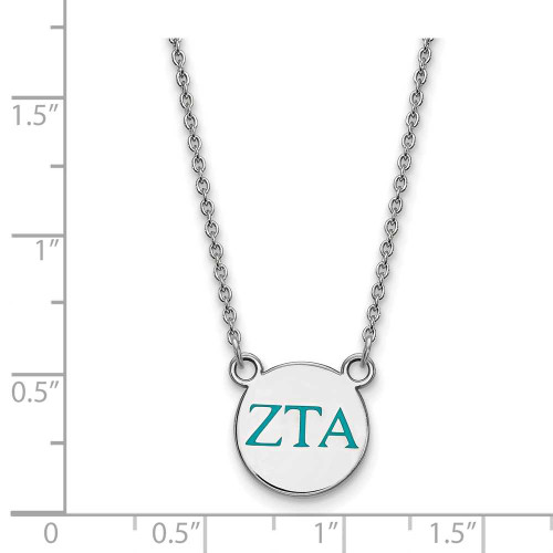 Image of 18" Sterling Silver Zeta Tau Alpha X-Small Pendant Necklace by LogoArt SS027ZTA-18
